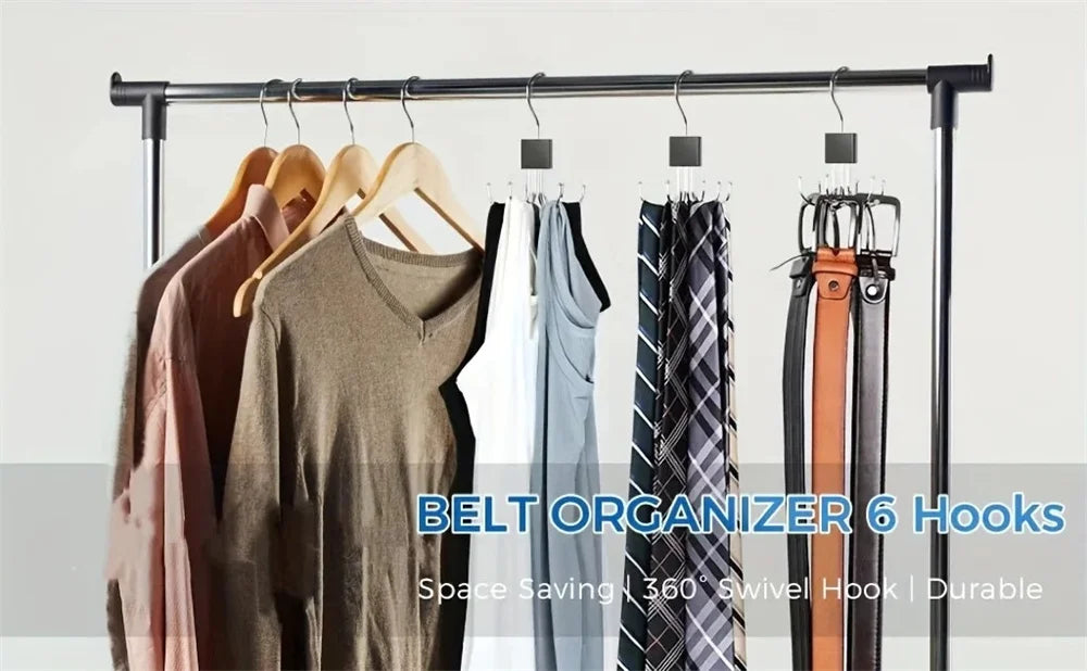 360° Rotating Multi-Hook Closet Organizer for Belts, Scarves, and Ties