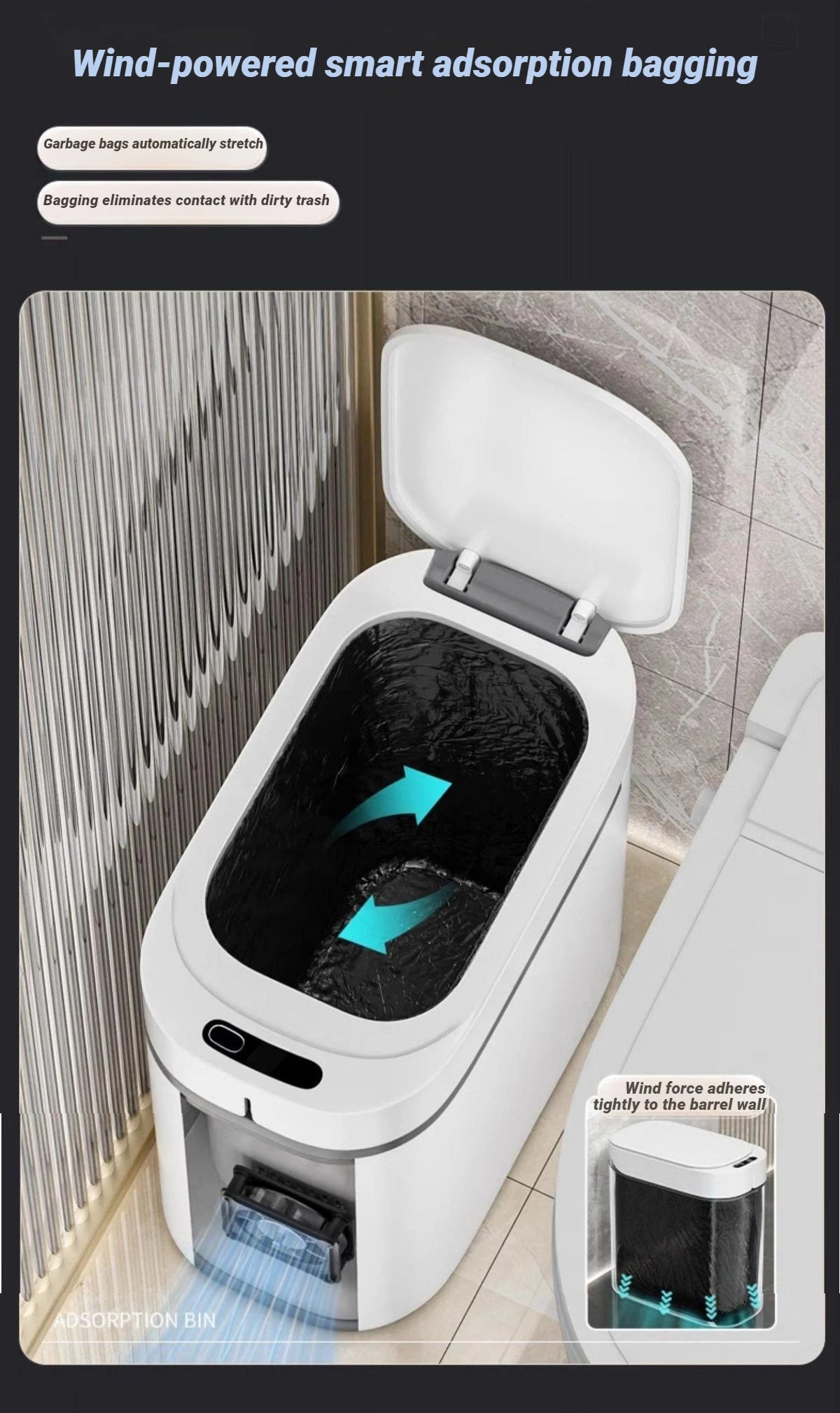Automatic Sensor Trash Can with Adsorption Bag