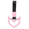 Pink heart-shaped ring drift handle with a black strap