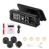 Black solar-powered tire pressure monitoring system with display and tools