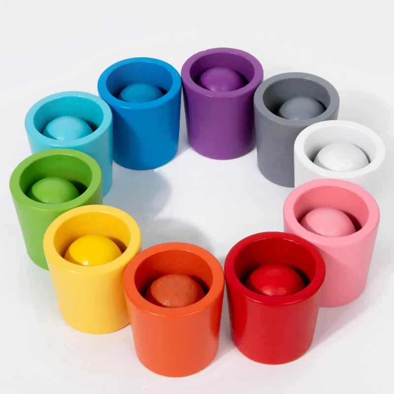 Montessori Wooden Color Stacking Cups