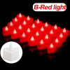 A row of red heart-shaped flameless LED candles on a black background.