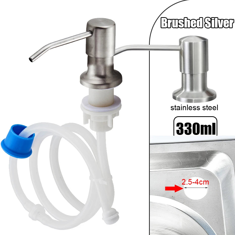 Built-In Kitchen Sink Soap Dispenser with Stainless Steel Pump