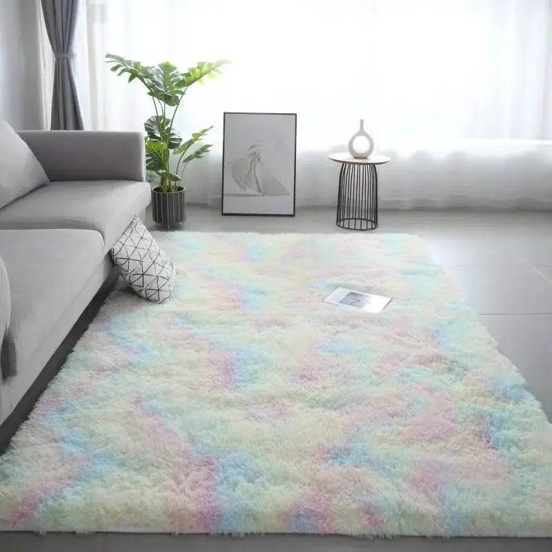 Soft Tie-Dye Leaf Print Non-Slip Area Rug