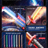 A red and silver glowing sword with multiple lighting modes and spark effects.