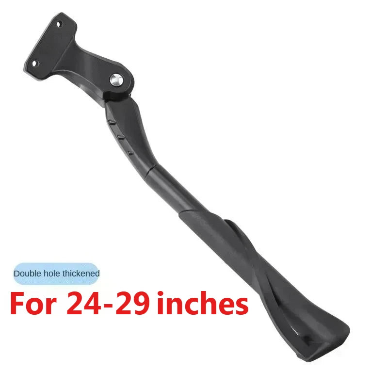 Black universal aluminum alloy bicycle kickstand with a double hole thickened design