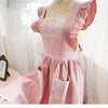 Rosa Baumwoll-Leinen-Miederkleid mit Spitze und gerafften Ärmeln auf einem Mannequin.