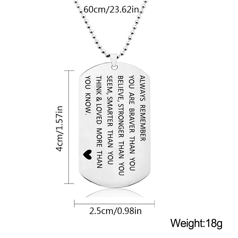 Engraved Inspirational Dog Tag Necklace