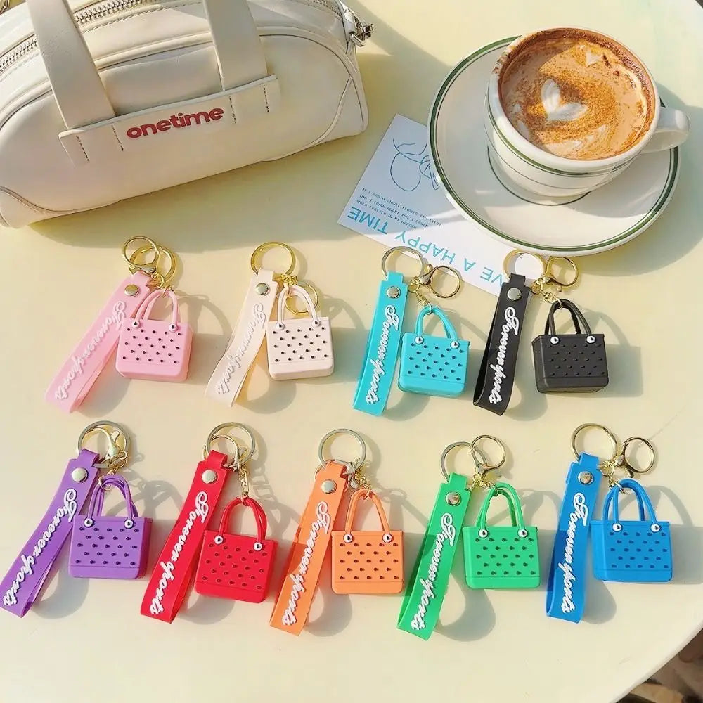 Silicone Beach Basket Keychain Charm