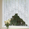 White Sheer Lace Curtain Valance with Floral Jacquard Pattern