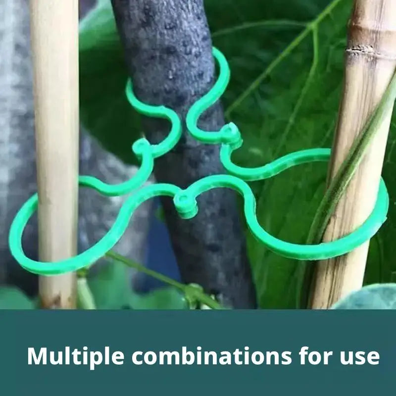 Green reusable vine strapping ties used for garden plant support and training
