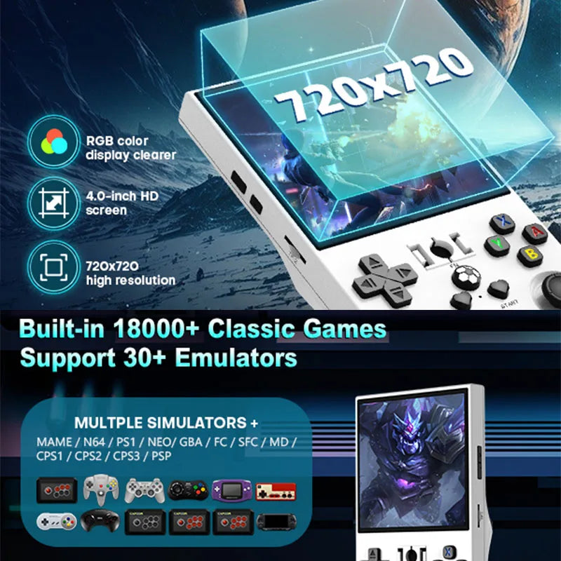 Retro Handheld Gaming Console – 4.0-Inch IPS Display, Linux OS, 30,000+ Retro Games