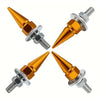A set of brass-colored rust-resistant license plate screws with hexagonal heads and threaded shafts.