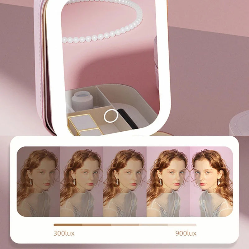 Portable LED Makeup Bag with Mirror