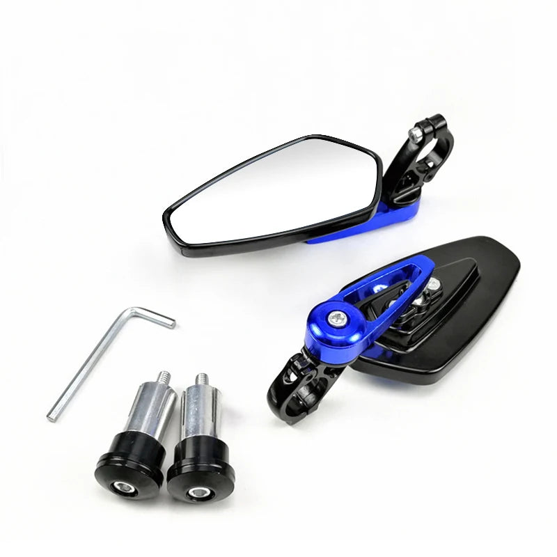 Universal 22mm Motorcycle Bar End Mirrors - 360° Adjustable Pair