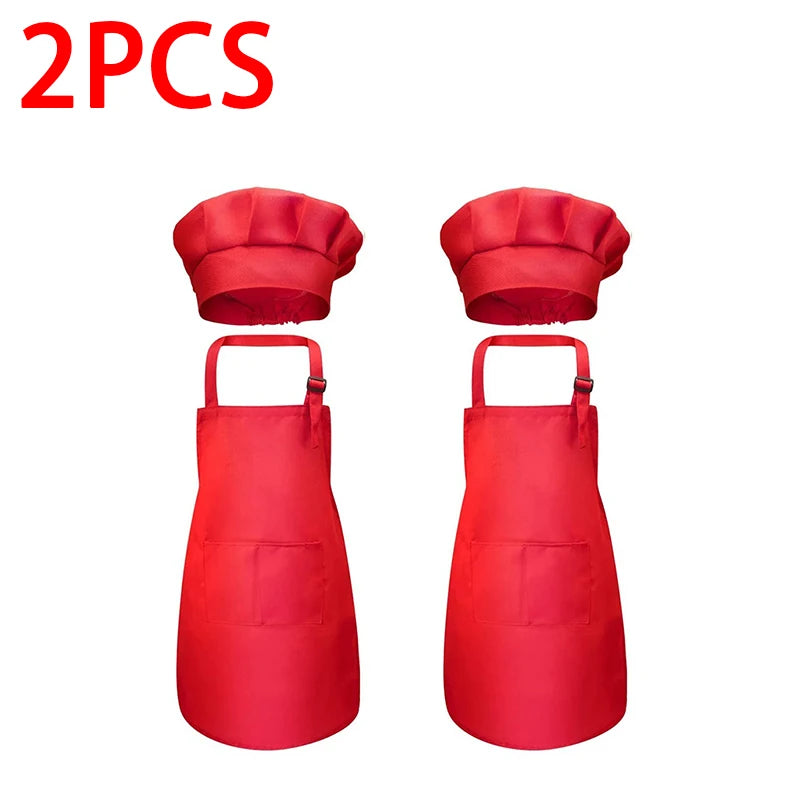 Kids' Chef Apron and Hat Set – Waterproof Cooking & Painting Smock for Boys and Girls