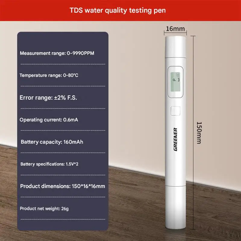 Portable Digital TDS Water Quality Tester Pen