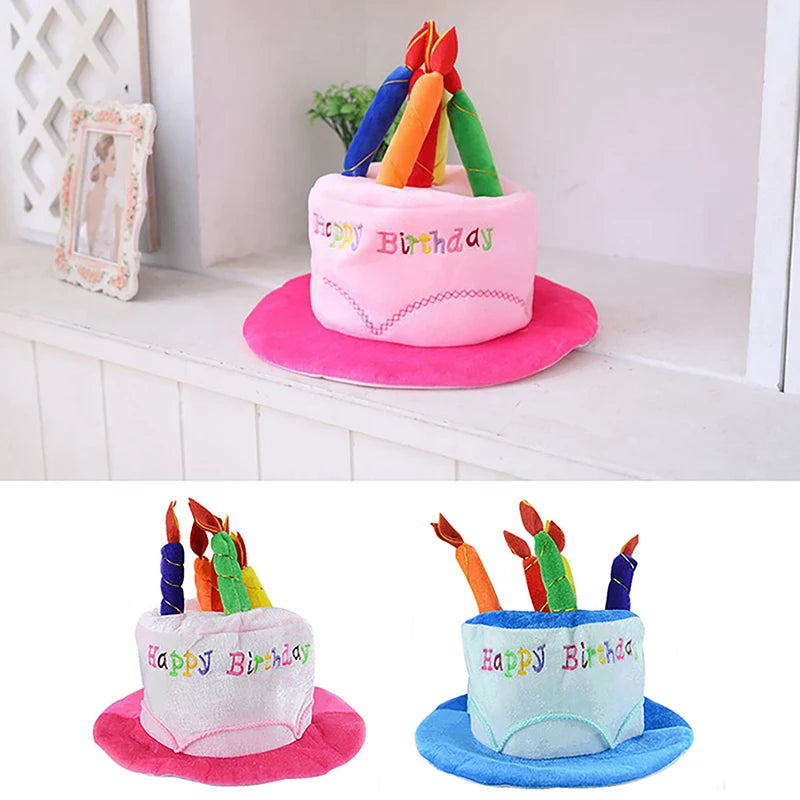 Novelty Birthday Cake Hat with Candle Accent