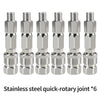 Six stainless steel quick-rotary joints or swivel connectors for airless spray hoses