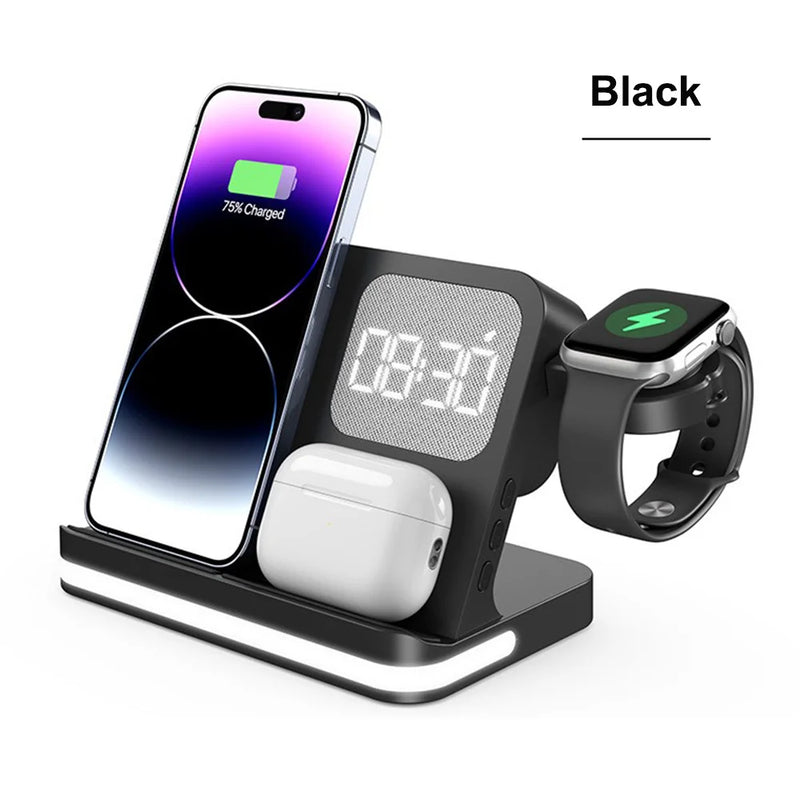 7-in-1-Ladestation mit Wecker für Smartphone, Smartwatch und In-Ear-Kopfhörer