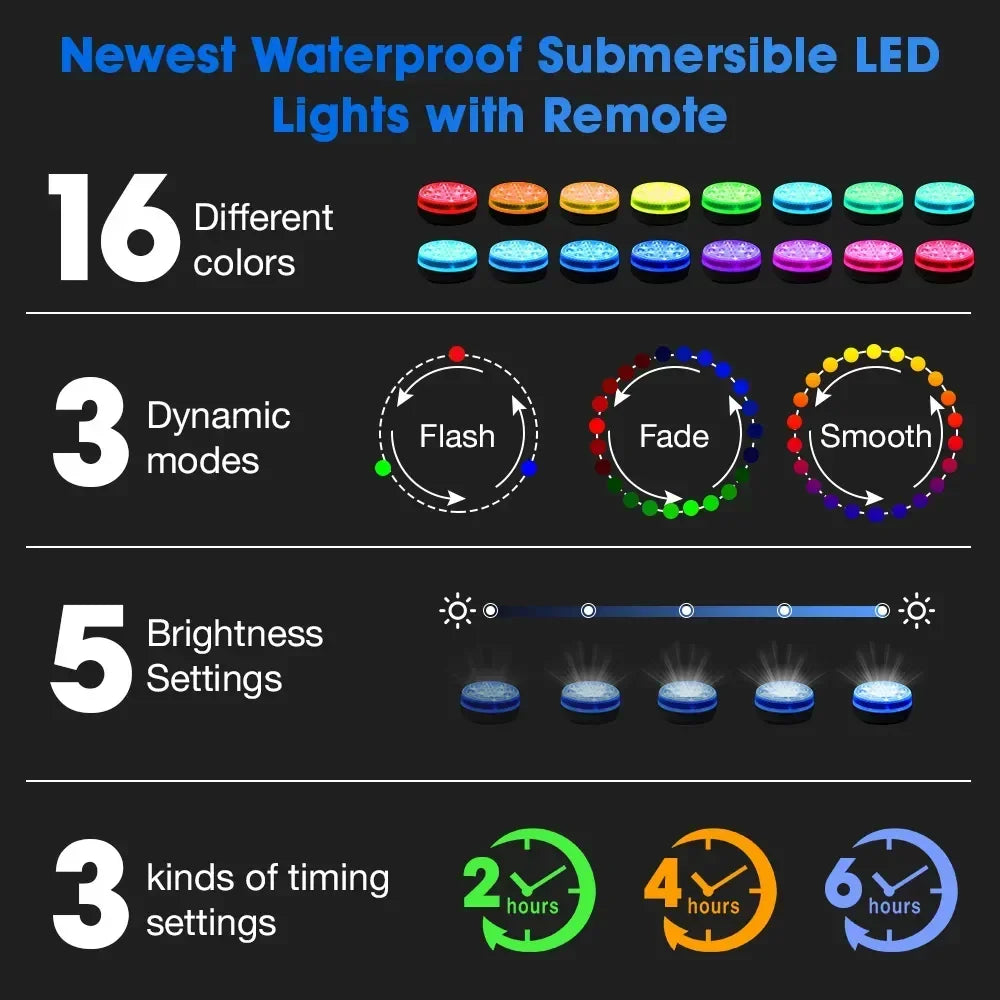 Submersible LED Underwater Light with Remote Control