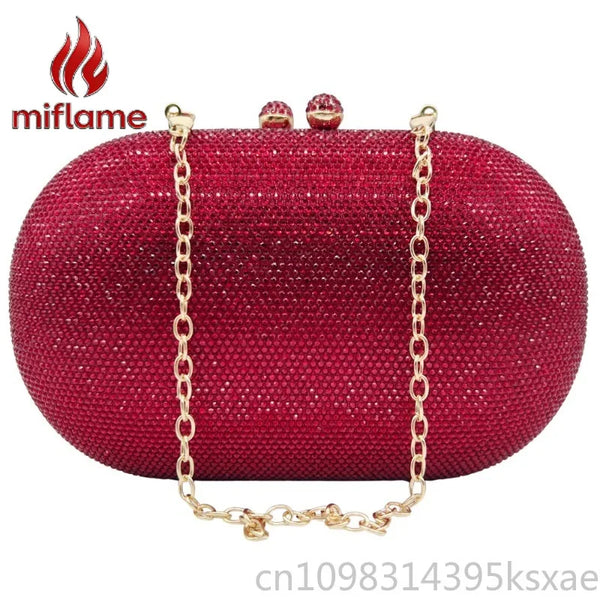 Rhinestone Evening Clutch with Chain Strap