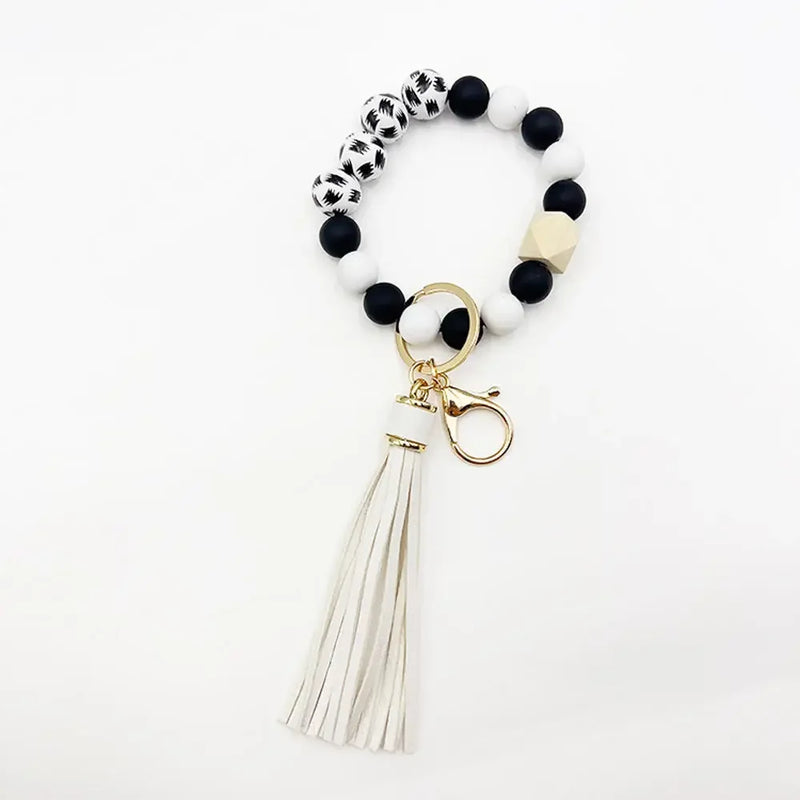 Boho Silicone Bead Keychain with Tassel