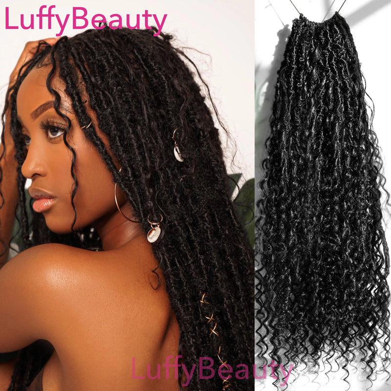 Pre-Looped Crochet Boho Locs with Curly Human Hair Extensions