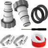 A set of pool hose adapters and fittings for connecting 1.25 inch to 1.5 inch filter pumps.
