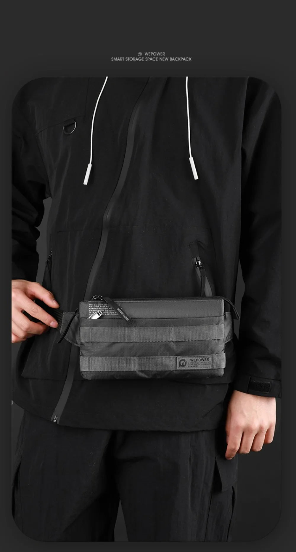 Vintage Style Crossbody Chest Bag for Men – Compact Nylon Shoulder Pack