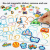A collection of no-cut magnetic stickers and shapes for a kids dress-up quiet book