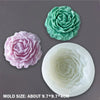 Two silicone molds shaped like roses in mint green and pink are displayed on a gray surface.