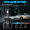 IP68 waterproof LED car headlight bulb with a metal base and housing