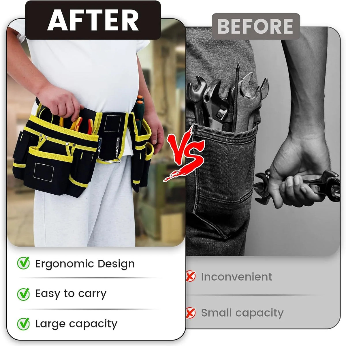 Heavy-Duty Tool Belt with Detachable Pouches & Adjustable Waist Strap