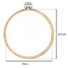 A circular bamboo embroidery hoop with a gold-toned frame and an adjustable screw mechanism.