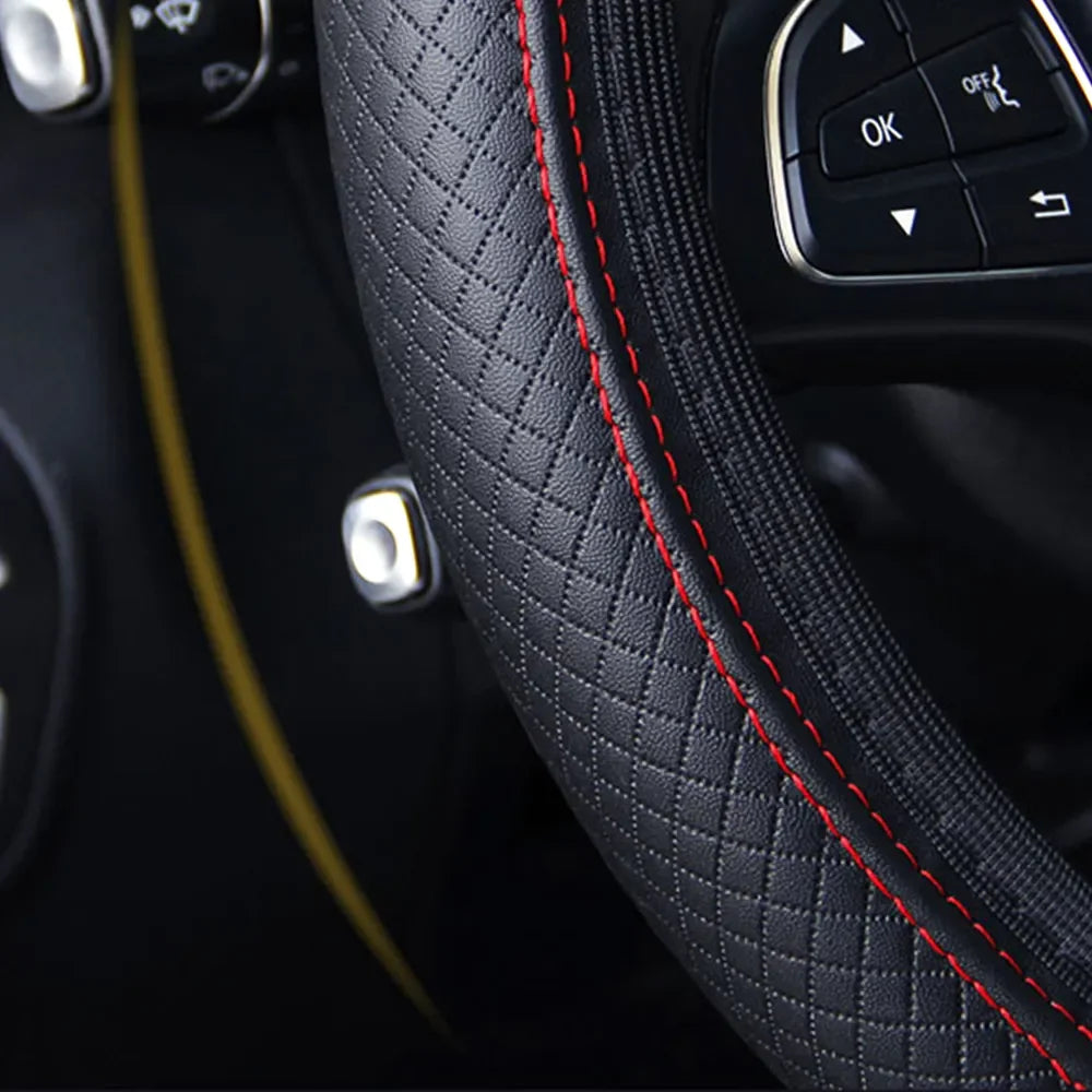 Premium Anti-Slip Leather Car Steering Wheel Cover
