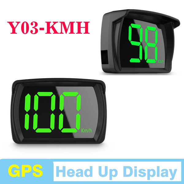 Schwarzes GPS Head-up-Display, das eine digitale Geschwindigkeit von 98 km/h anzeigt