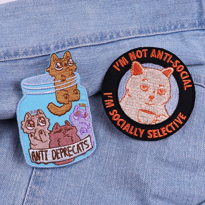 Encouraging Embroidered Iron-On Patches for Jackets, Jeans & Bags