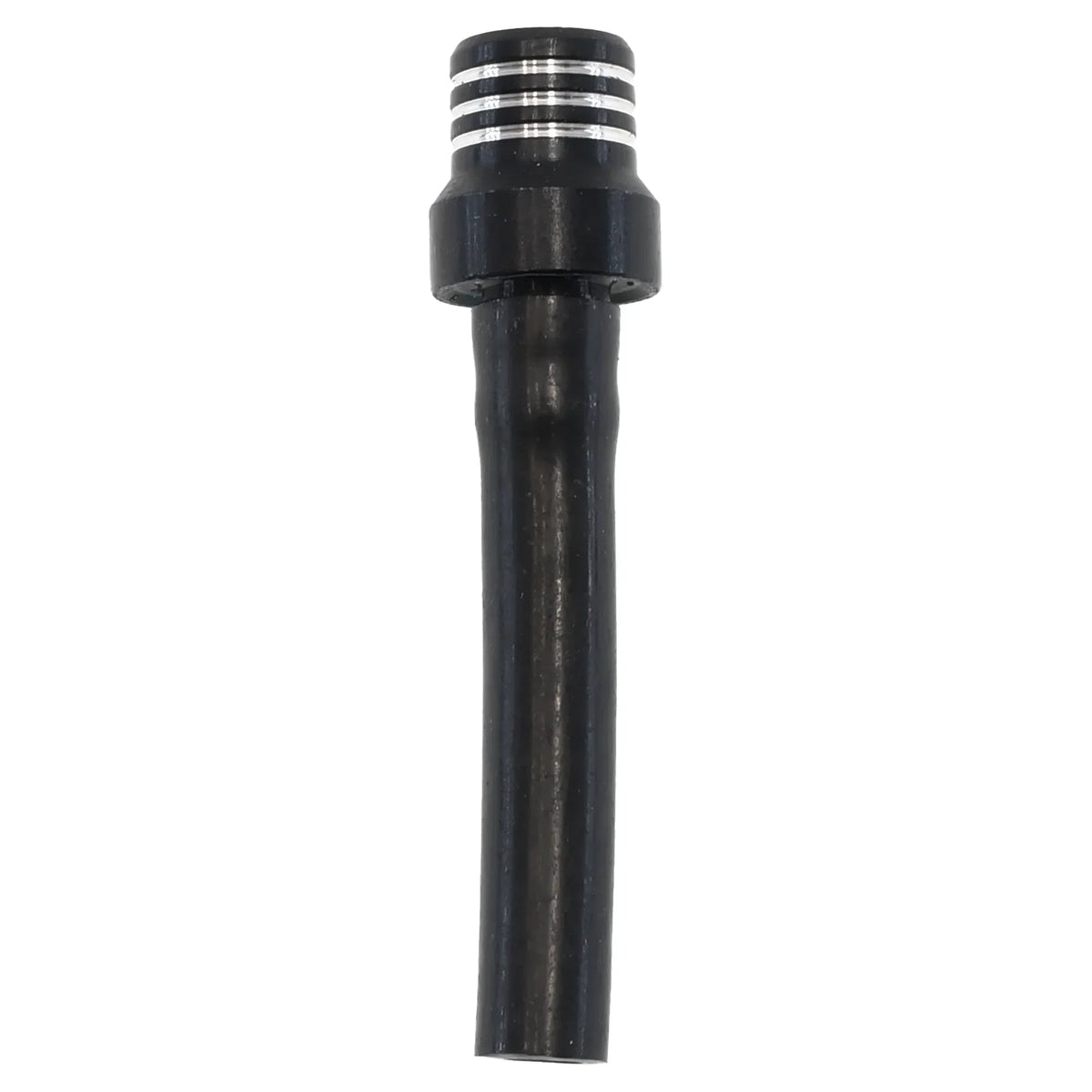 Black motorcycle fuel tank breather valve with a threaded top
