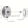 A round, chrome wall-mounted clothesline with a retractable stainless steel wire and mounting hardware.