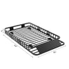 Black heavy-duty universal roof rack cargo basket with dimensions 6" by 39" and 64" long