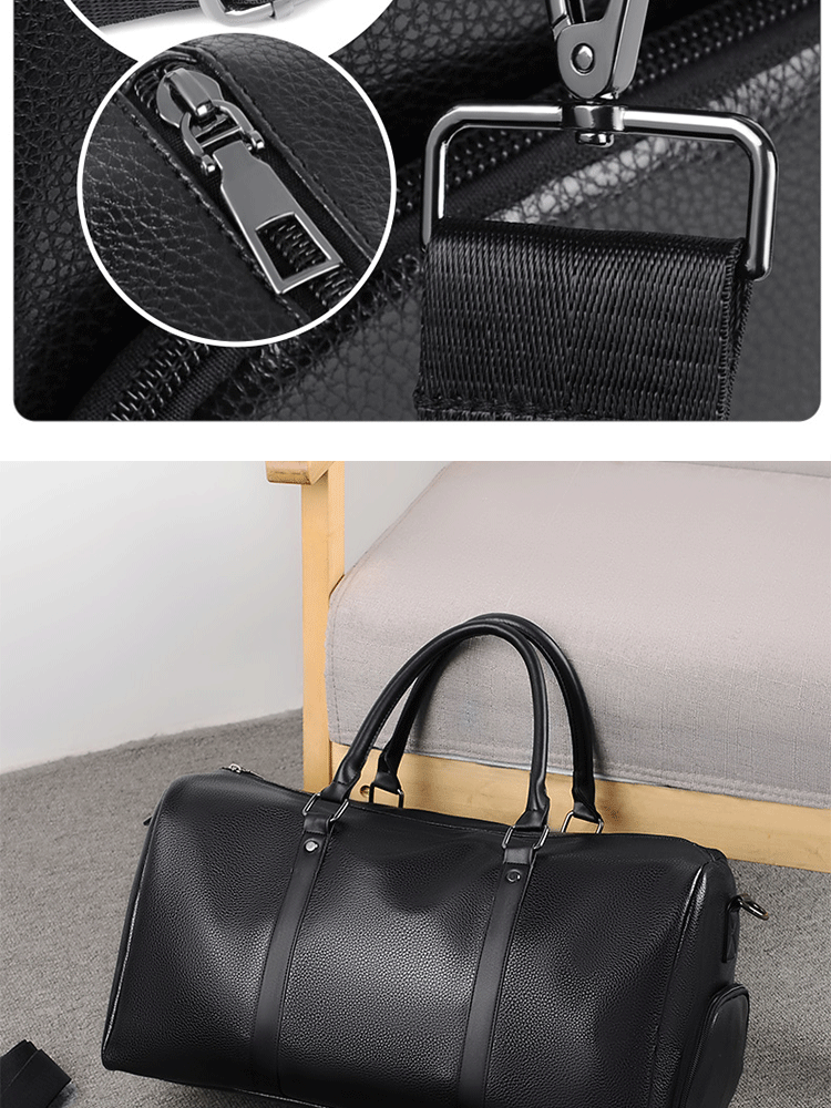 Retro PU Leather Weekender Duffel Bag with Adjustable Shoulder Strap