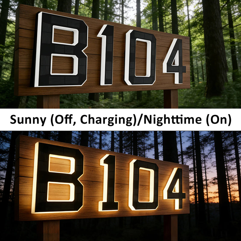 Modern Solar-Powered LED House Number Sign