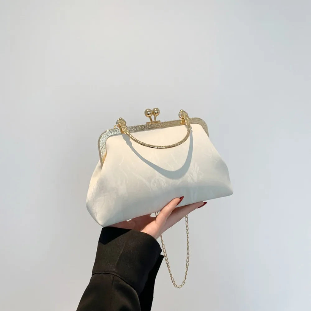 Crystal Bowknot Evening Clutch with Chain Strap