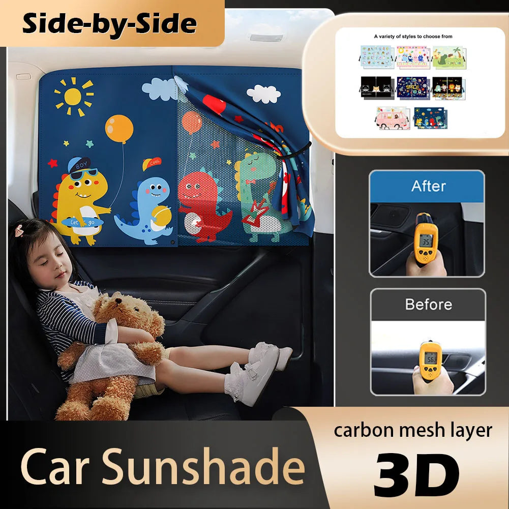 Telescopic Magnetic Car Window Shades with UV Protection and Insect Mesh
