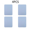 Four light blue iron-on fabric patches are displayed, ready for clothing repair or DIY decor.