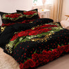 3-Piece Leopard Rose Print Duvet Cover Set