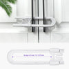 White adjustable U-shaped cabinet locks with a scope of use from 13 to 127 mm