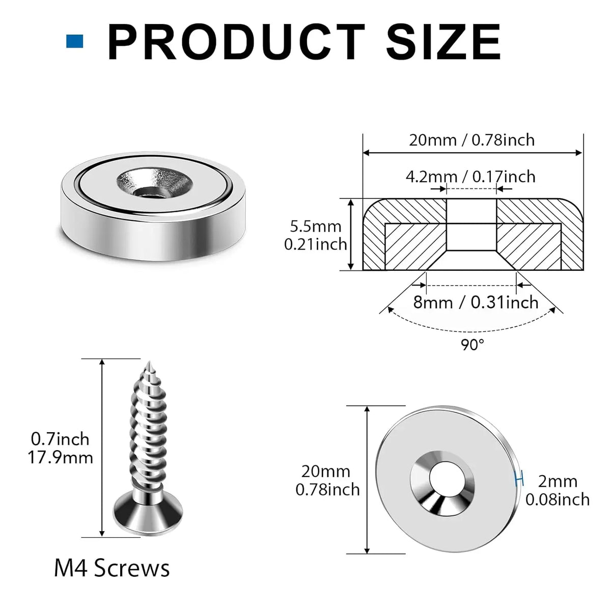 Countersunk Neodymium Disc Magnets with Center Hole