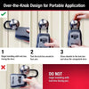 Demonstration showing the over-the-knob design for a portable application lock box.